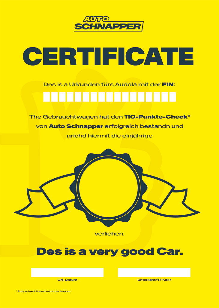Auto Schnapper Urkunde